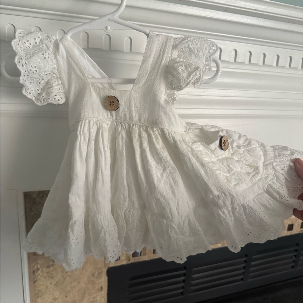 Well Dressed Wolf White Eyelet Dress with Wooden Buttons